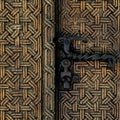 Closeup shot of a rusty door handle on a gate with ancient patterns I n Karabagh Royalty Free Stock Photo