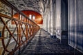 Closeup shot of rusty railings of an old indoor pool Royalty Free Stock Photo