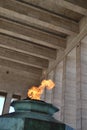 Closeup shot of the sacred fire in a temple