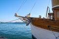 Closeup shot of a sailboat bow Royalty Free Stock Photo