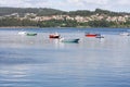 Closeup shot of sailing boats in the water in Combarro, Galicia, Spain