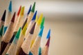 Closeup shot of a set of colorful pencils on a blurred background Royalty Free Stock Photo