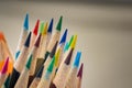 Closeup shot of a set of colorful pencils on a blurred background Royalty Free Stock Photo