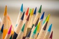 Closeup shot of a set of colorful pencils on a blurred background Royalty Free Stock Photo