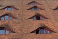 Closeup shot of shaped windows on the roof