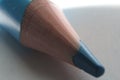 Closeup shot of a sharpened blue pencil tip Royalty Free Stock Photo