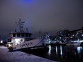 Closeup shot of a ship on Aura river during the event of the Path of Light in Turku, Finland