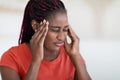 Closeup Shot Of Sick Black Young Woman Suffering From Headache At Home Royalty Free Stock Photo