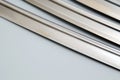 Closeup shot of silver blades of traditional Japanese katana swords Royalty Free Stock Photo