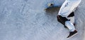 Closeup shot of a skateboarder doing tricks