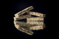 Closeup shot of sliced nougat candies isolated on a black background Royalty Free Stock Photo