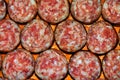 Closeup shot of slices of sausage