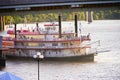 Closeup shot of a small cruise BB riverboat in the river in Cincinnati, Kentucky, USA