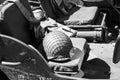 Closeup shot of small hemlet on the seat of Jeep during WW2