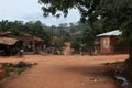 Closeup shot of small huts in a field in Kabala, Africa