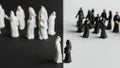 Closeup shot of small statues of a Muslim couple meeting each other in traditional robes
