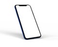 Closeup shot of a smartphone with a plain white screen and a blue case Royalty Free Stock Photo