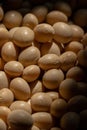 Closeup shot of Soy beans seeds grain. Soybeans. Soya. Healthy Produce. Vegan.