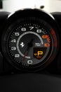 Closeup shot of the speedometer of a Ferrari 812 Superfast with