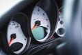 Closeup shot of speedometers of a car