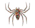 Closeup shot of a spider figure made of colorful beads on an isolated background