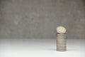 Closeup shot of a stack of coins on the table Royalty Free Stock Photo