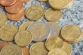 Closeup shot of a stack of euro coins Royalty Free Stock Photo