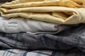 Closeup shot of Stack of folded cotton clothes