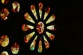 Closeup shot of a stained glass window with colorful patterns Royalty Free Stock Photo