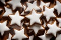 Closeup shot of star-shaped German cinnamon cookies called Zimtstern