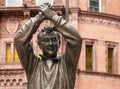 Closeup shot of a statue of Brian Clough in Nottingham, UK Royalty Free Stock Photo