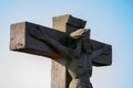 Closeup shot of the statue of Jesus Christ touching the clear sky