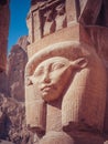 Closeup shot of the statue of the Queen Hatshepsut in Egypt