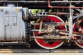 Closeup shot for the steam locomotive. Royalty Free Stock Photo