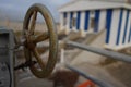 Closeup shot of a steel valve with a blurred background