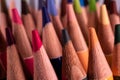 Closeup shot of a stock of colorful wooden pencils