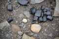 Closeup shot of stones on a coastal beach near Joggins in Cumberland County, Canada