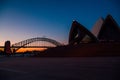 Closeup shot of the Sydney Opera House and the Harbour Bridge in Australia Royalty Free Stock Photo