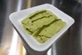 Closeup shot of tamales con rajas, typical Mexican street food