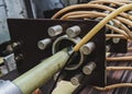 Closeup shot of tap changer of high voltage transformer Royalty Free Stock Photo