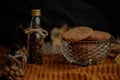 Closeup shot of tasty cookies in an autumn decoration set Royalty Free Stock Photo