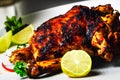 Closeup shot of tasty grilled chickem barbeque on the plate Royalty Free Stock Photo