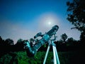 Closeup shot of a telescope in the beautiful forest Royalty Free Stock Photo