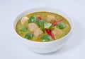 Closeup shot of Thai green curry soup on a white background Royalty Free Stock Photo