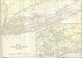 Closeup shot of thevintage 1891 map of Long Island Royalty Free Stock Photo