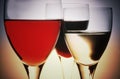 Closeup shot of three glasses with different drinks Royalty Free Stock Photo