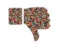 Closeup shot of a thumbs down figure made of colorful beads on an isolated background Royalty Free Stock Photo