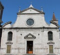 Closeup shot of the titular church Santa Maria del Popolo. Rome, Italy Royalty Free Stock Photo