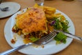 Closeup shot of a traditional Greek dish moussaka Royalty Free Stock Photo