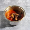 Closeup shot of a Traditional Indian Kashmiri Roganjosh, a lamb meat curry